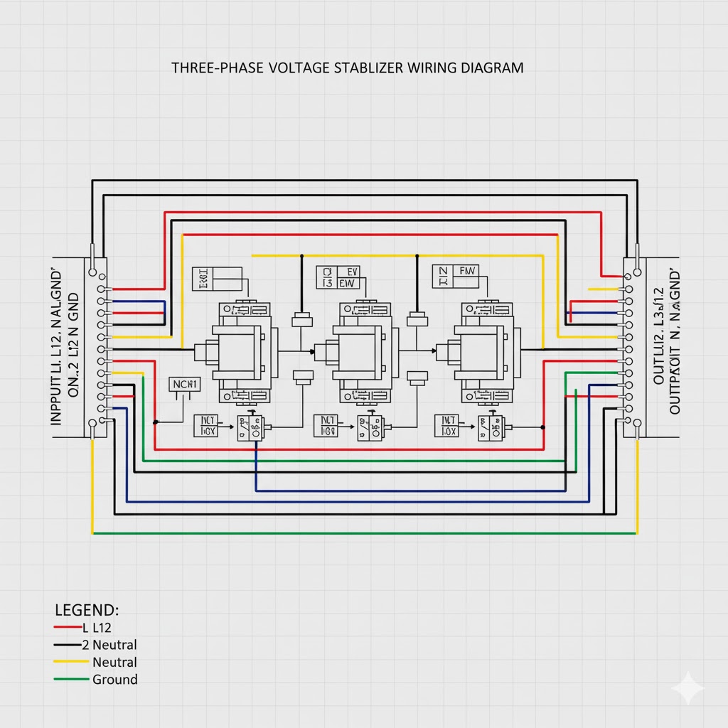 سیم‌ کشی و ترمینال‌ های اتصال یک استابلایزر سه فاز