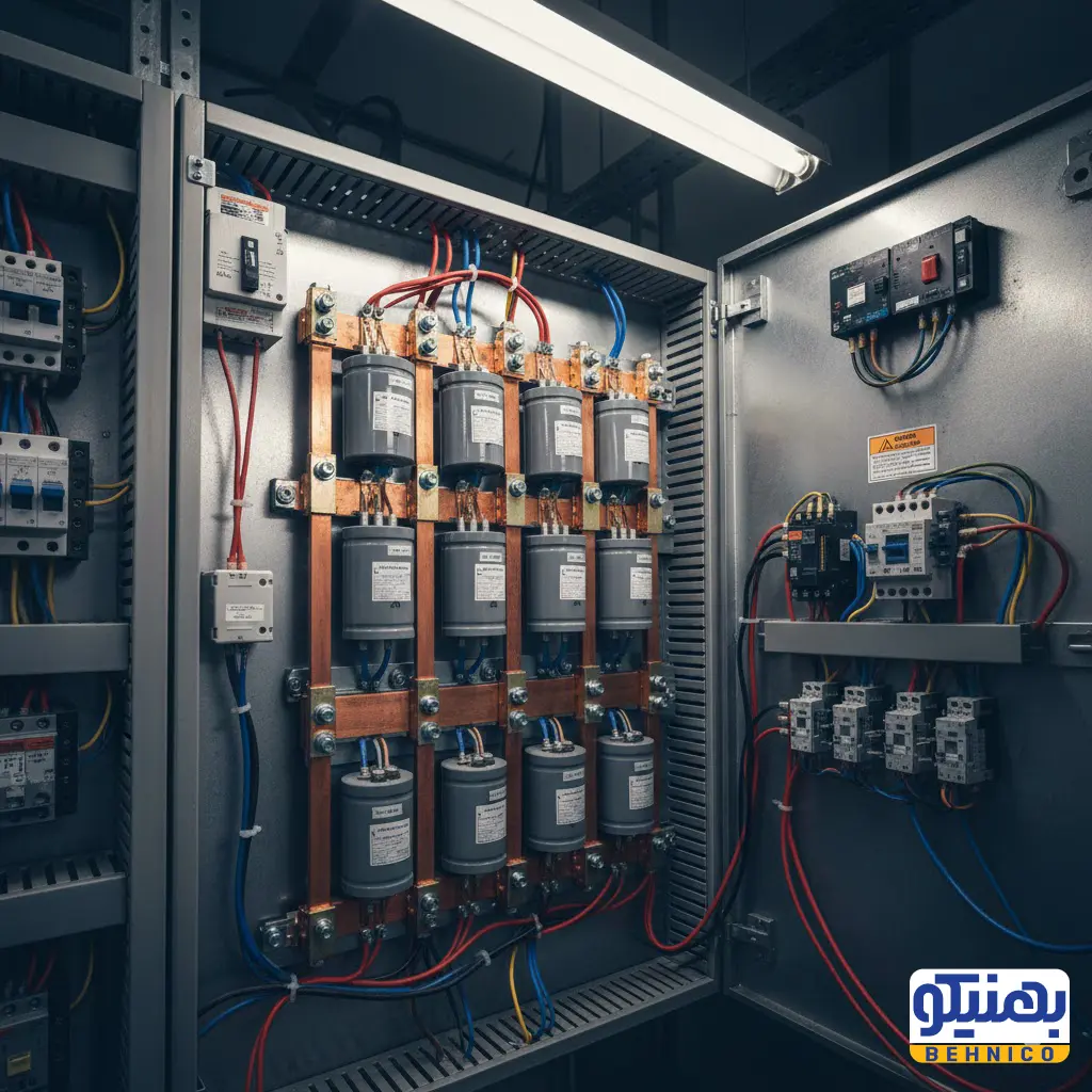 نصب بانک خازنی صنعتی و آرایش موازی خازن ها در تابلو برق
