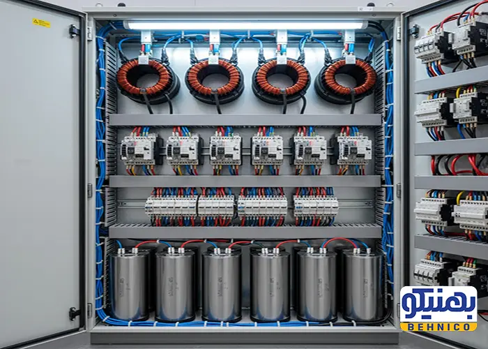 نمونه تابلوی اصلاح ضریب توان با فیلتر هارمونیک.