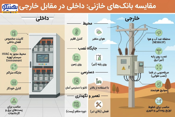 تصویر شاخص مقایسه بانک خازنی داخلی و بانک خازنی هوایی