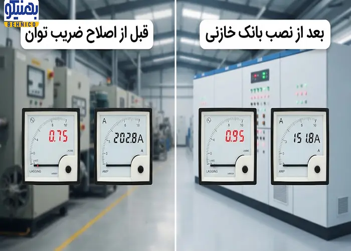 مقایسه قبل و بعد از نصب بانک خازنی