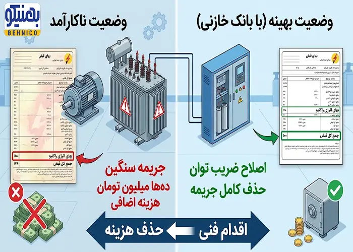 اصلاح ضریب توان با نصب بانک خازنی